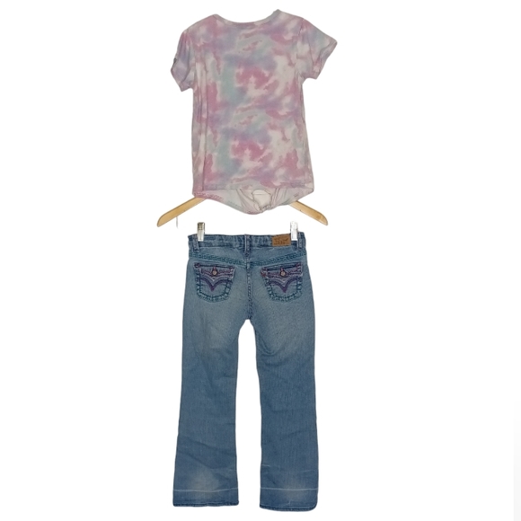 Girls 2 pcs Set of Blue jeans and Unicorn T-shirt - Picture 2 of 15